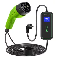   Qoltec Elektromos autó töltő Állítható töltőárammal 2in1 Type2 3.5kW 230V Wi-fi LCD Hordozható 5m