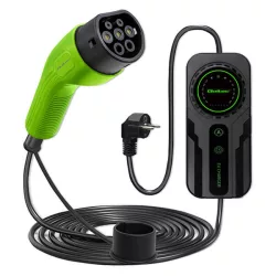   Qoltec EV töltő Elektromos autó töltő 2-in-1 Type2 Szabályozható töltőáram SCHUKO 3.5kW 230V LCD Hordozható 5m