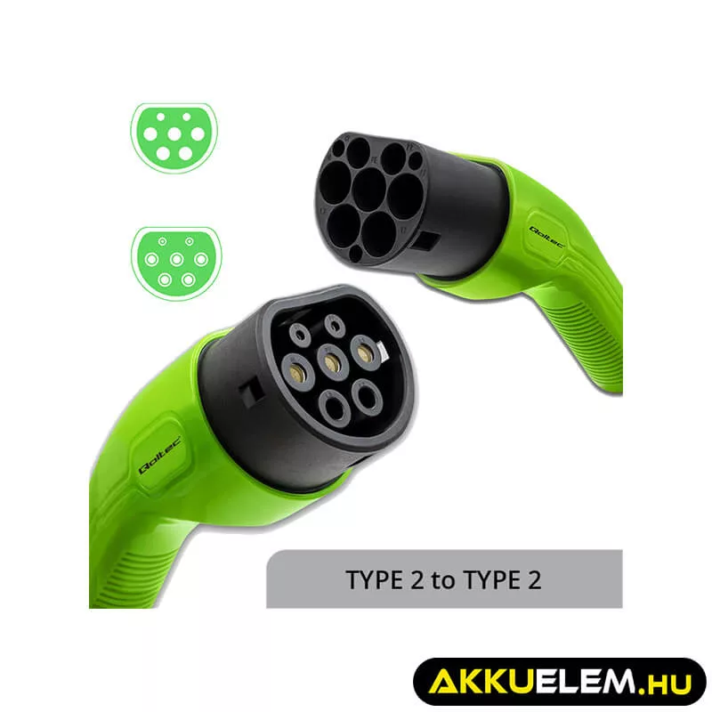 Qoltec EV töltőkábel E-autó töltőkábel Type 2 22kW 32A 5m