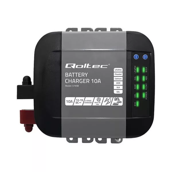 Qoltec Okostöltő LiFePO4 AGM GEL SLA akkumulátorokhoz 10A 12V Qoltec Okostöltő LiFePO4 AGM GEL SLA akkumulátorokhoz 10A 12V