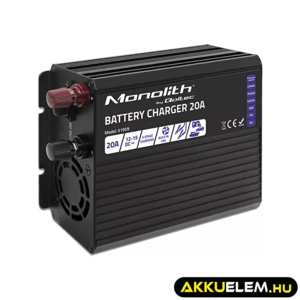 Qoltec Okostöltő LiFePO4 AGM GEL SLA akkumulátorokhoz 20A 12V