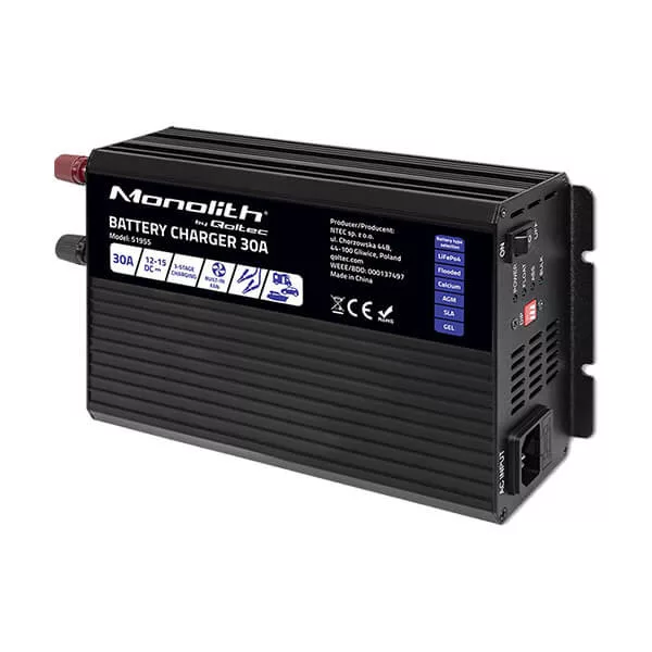 Qoltec Okostöltő LiFePO4 AGM GEL SLA akkumulátorokhoz 30A 12V Qoltec Okostöltő LiFePO4 AGM GEL SLA akkumulátorokhoz 30A 12V