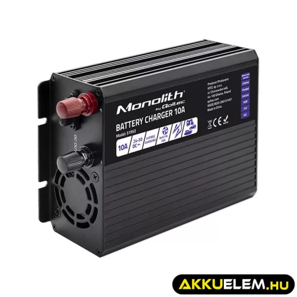 Qoltec Okostöltő LiFePO4 AGM GEL SLA akkumulátorokhoz 10A 24V