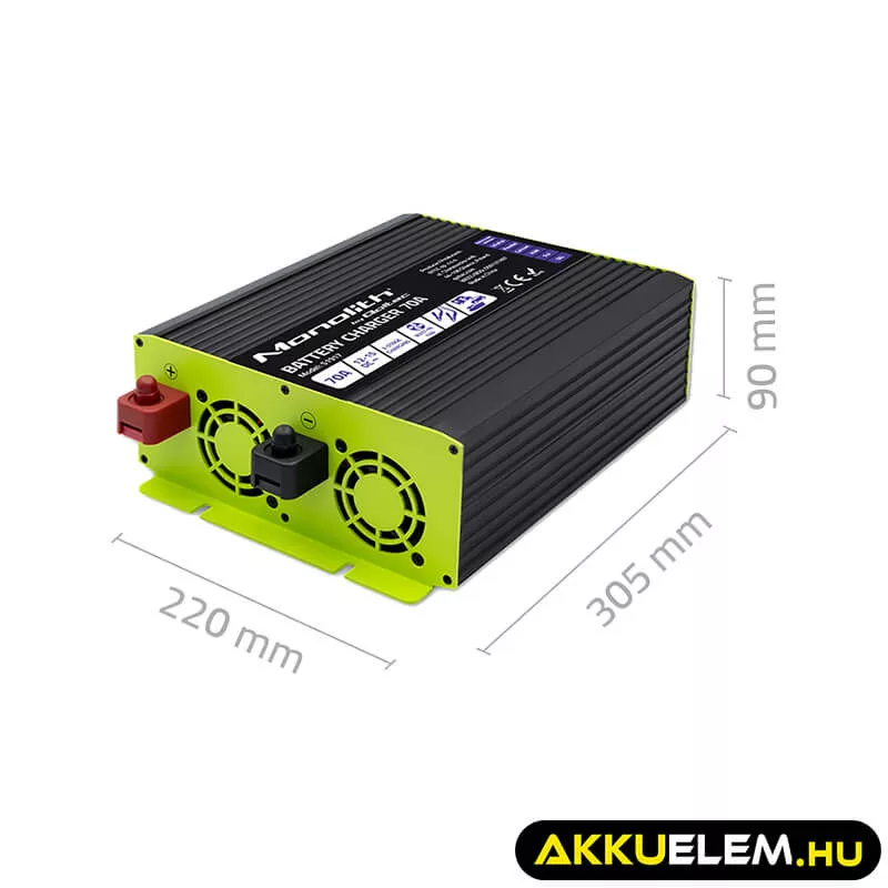 Qoltec Okostöltő LiFePO4 AGM GEL SLA akkumulátorokhoz 70A 12V Gyorstöltés 