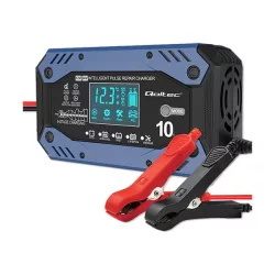   Qoltec Okostöltő STD AGM GEL Akkumulátorokhoz Helyreállító funkcióval 12-24V 10A LCD 9 töltési fázis