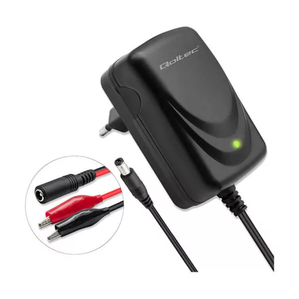 Qoltec Automatikus töltő AGM GEL STD 6V akkumulátorokhoz 1A LED jelzés AC/DC