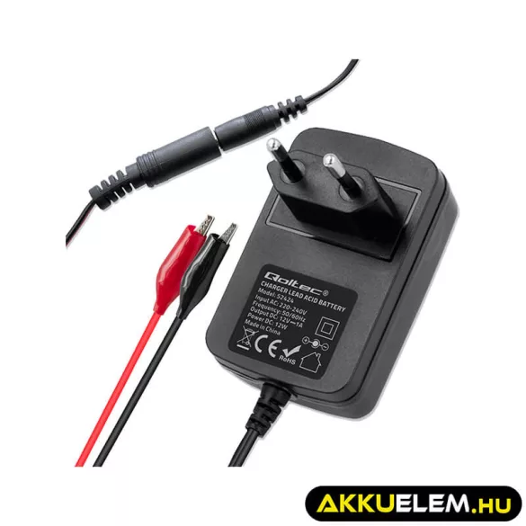 Qoltec Automatikus töltő AGM GEL STD 6V akkumulátorokhoz 1A LED jelzés AC/DC
