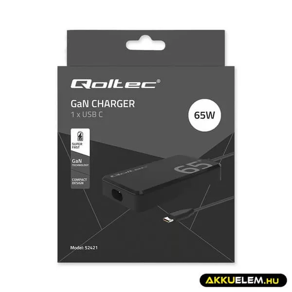 Qoltec laptop/tablet asztali adapter 65W 5-20V 3-3,25A hálózati