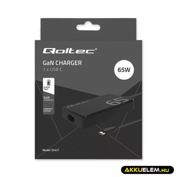Qoltec laptop/tablet asztali adapter 65W 5-20V 3-3,25A hálózati