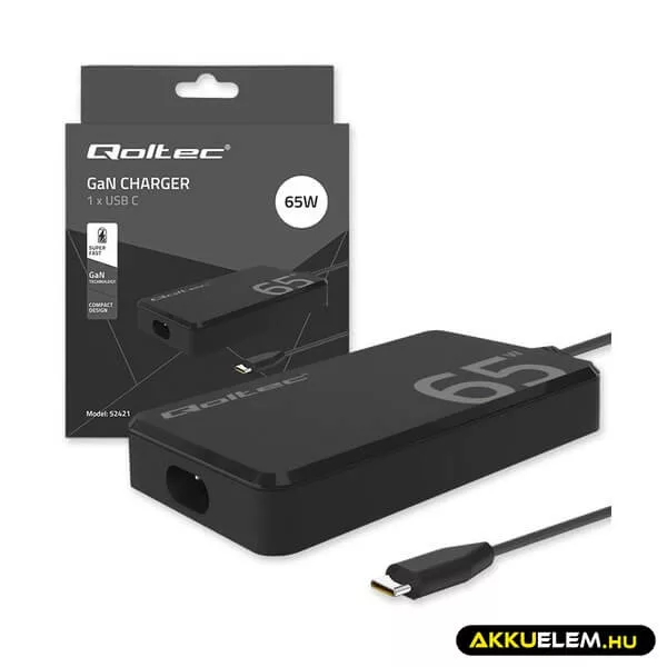 Qoltec laptop/tablet asztali adapter 65W 5-20V 3-3,25A hálózati