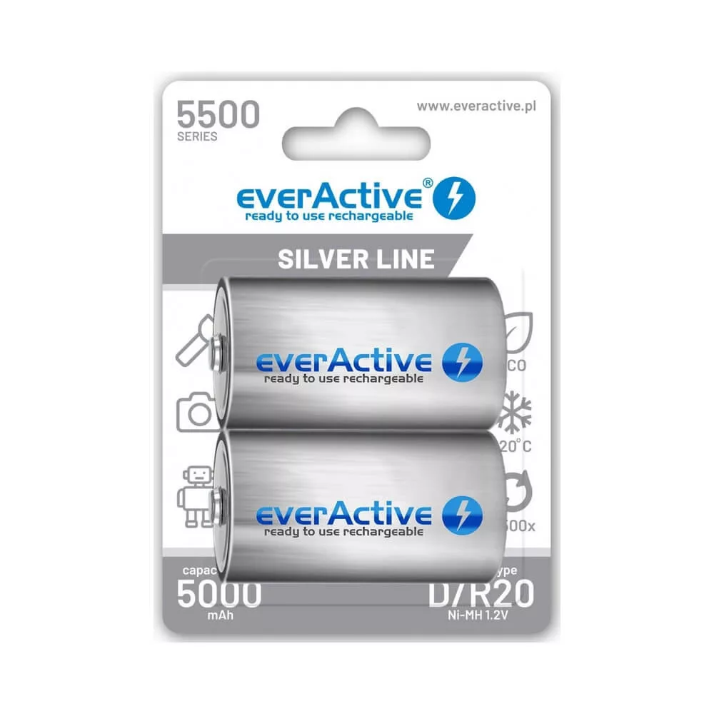 everActive D 5000mAhSilver Line akku 2db/csomag (ár/db) ready to use everActive D 5000mAhSilver Line akku 2db/csomag (ár/db) ready to use