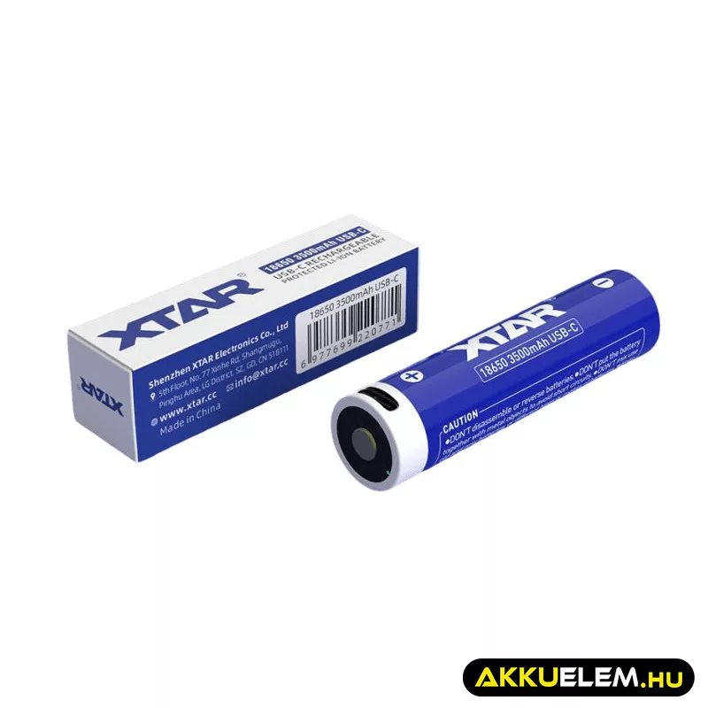 XTAR 18650 3500mAh 3,6V Li-Ion akkumulátor 10A PCB – USB-C