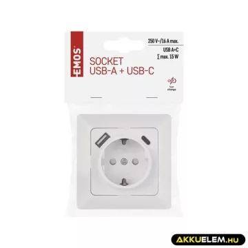 Aljzat 1*USB, 1*USB-C  16A max A6000.5 PD 3.0