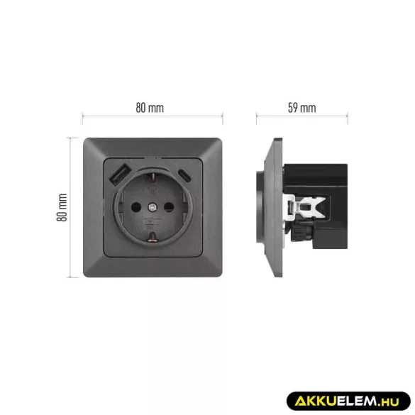 Aljzat 1*USB, 1*USB-C  16A max A6000.5 PD 3.0