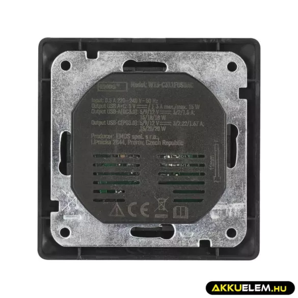 Aljzat 1*USB, 1*USB-C  16A max A6000.5 PD 3.0