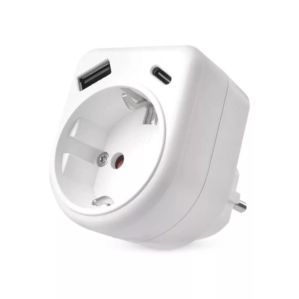 Aljzat elágazó 1*USB, 1*USB-C Fehér
