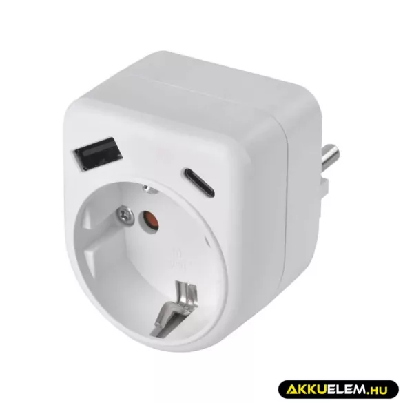 Aljzat elágazó 1*USB, 1*USB-C Fehér