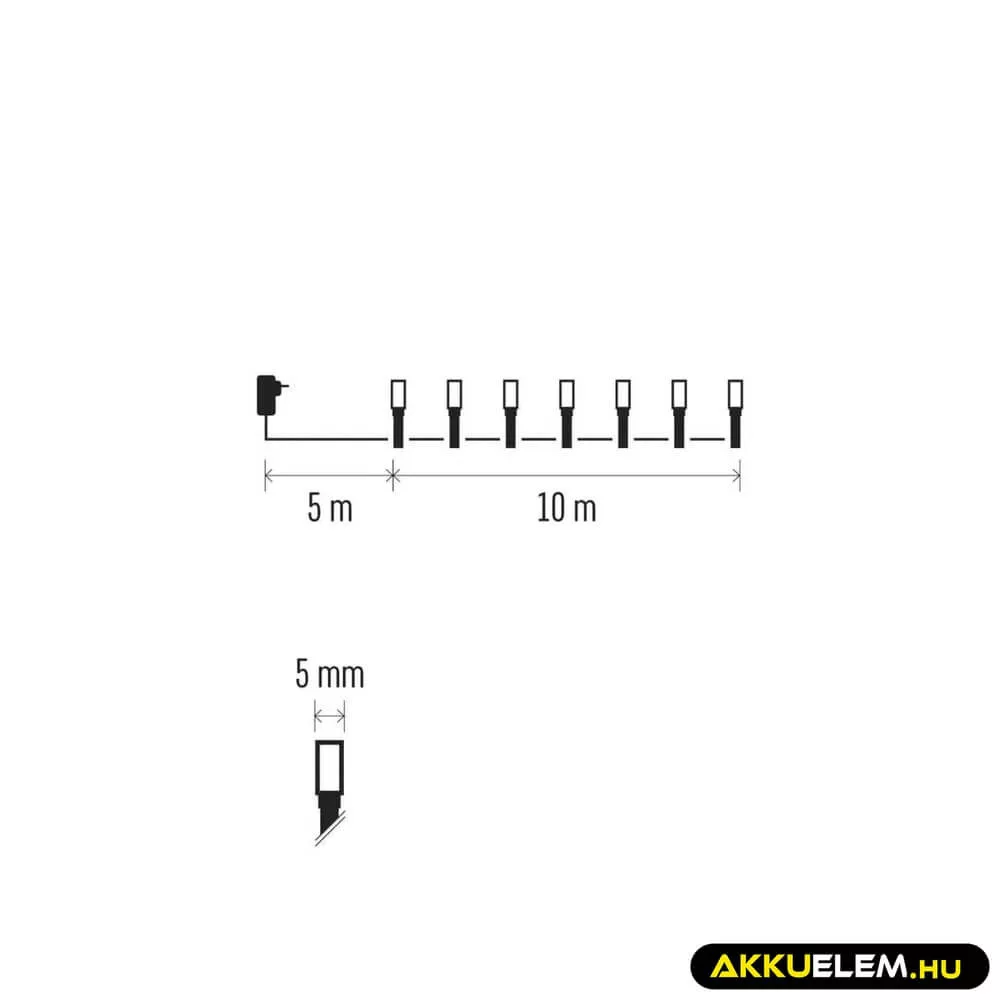 Karácsonyi füzér 100Led 10 +5m kül/bel színes/ CW fehér