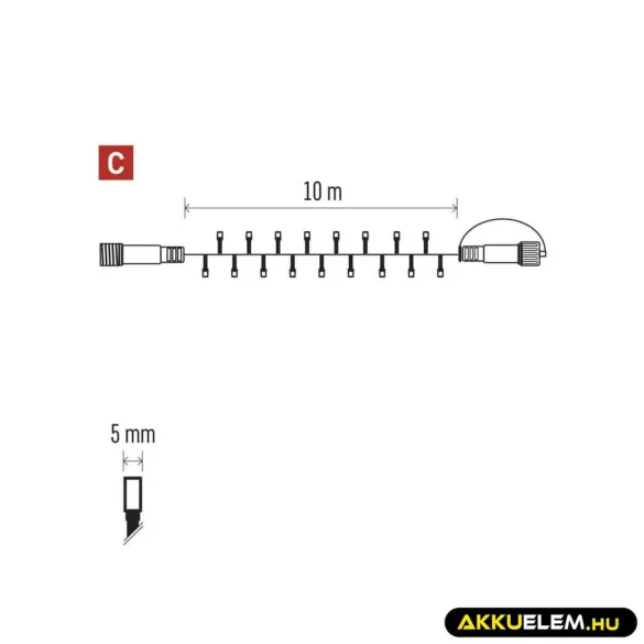 Karácsonyi fényfüzér CNT 100Led 10m hossz WM C IP44