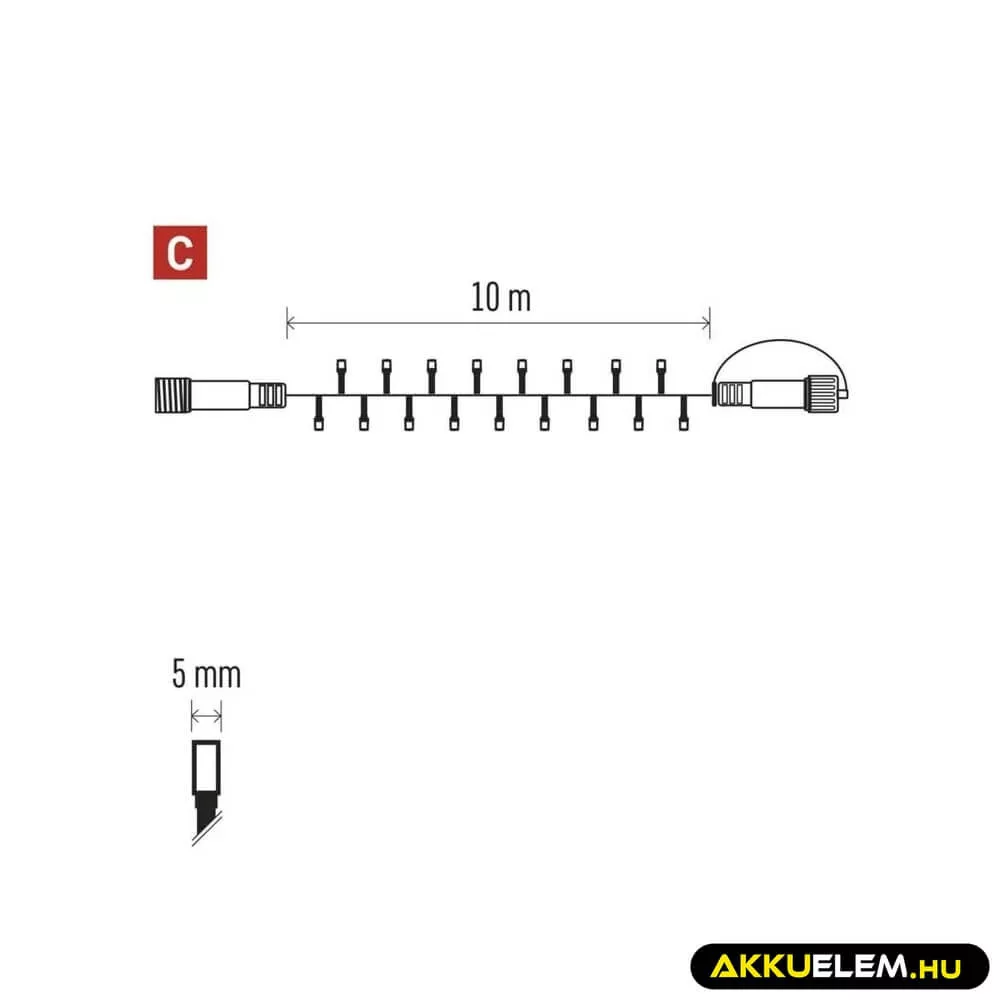 Karácsonyi fényfüzer CNT 100Led 10m hossz 80WM/20CW IP44