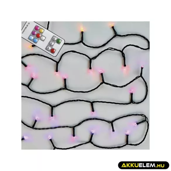 Karácsonyi 10 +3m szines fényfüzér 96Led IP44 (170cm-es fára) TÁVIRÁNYÍTÓ