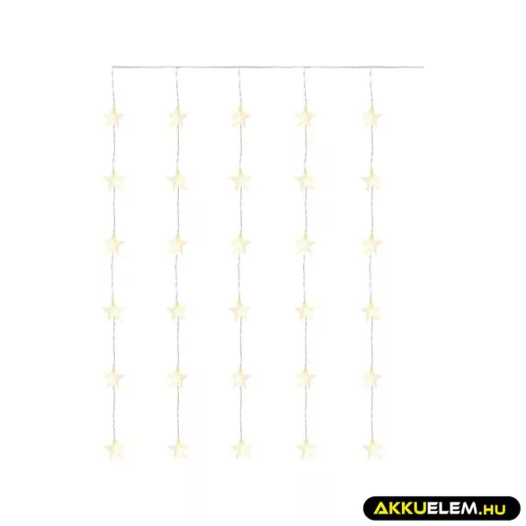 Karácsonyi fényfüggöny 30DB csillag 120*90cm beltéri WW