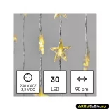Karácsonyi fényfüggöny 30DB csillag 120*90cm beltéri WW