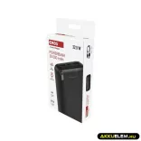 Powerbank 20000mAh 22,5W LED kijelzővel fekete 1*USB-C 2*USB-A