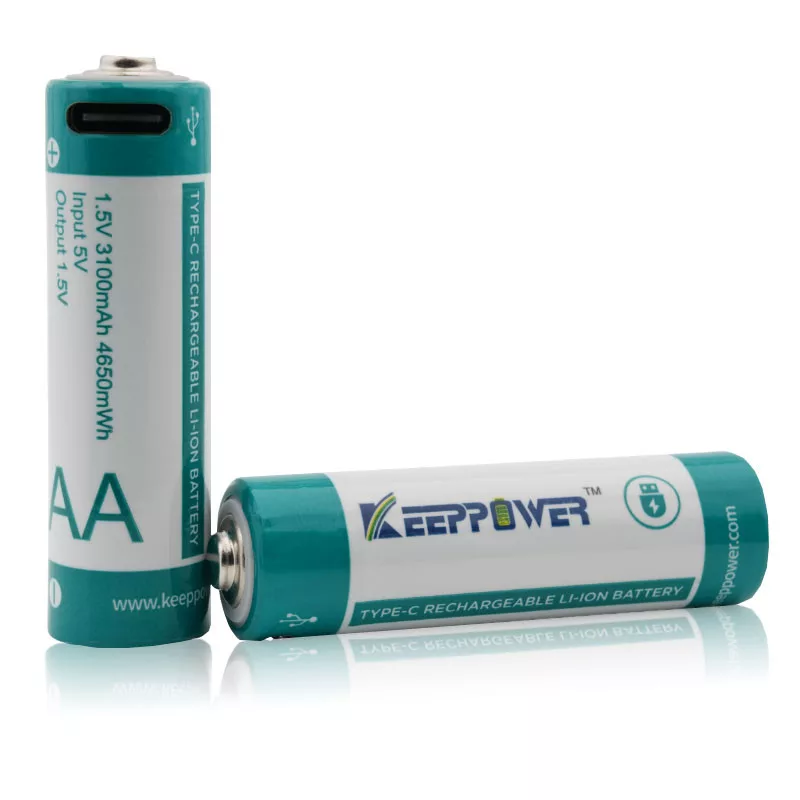 KeepPower AA 2500mAh 3750mWh 1,5V Li-Ion akku beépített USB-C töltővel 2 db KeepPower AA 2500mAh 3750mWh 1,5V Li-Ion akku beépített USB-C töltővel 2 db