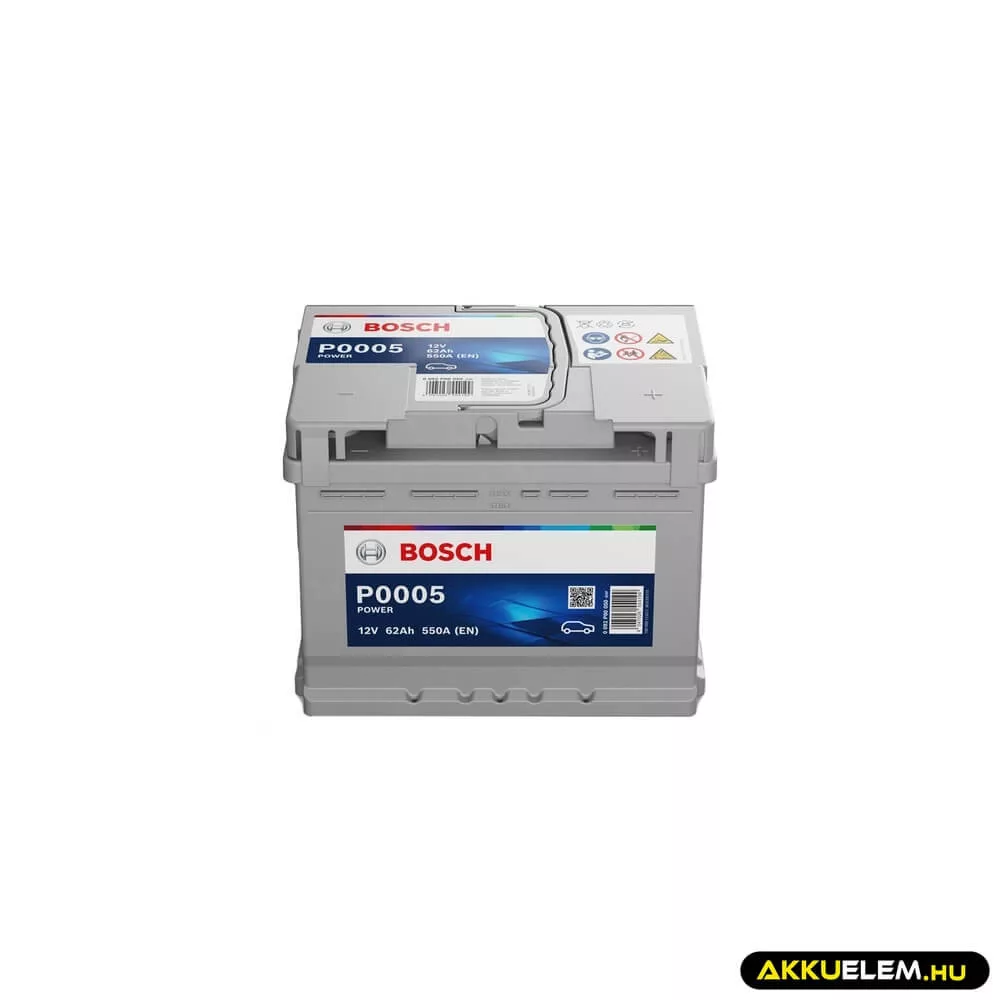 Bosch P0005 12V 62 Ah 550A JOBB+ autó akkumulátor Bosch P0005 12V 62 Ah 550A JOBB+ autó akkumulátor