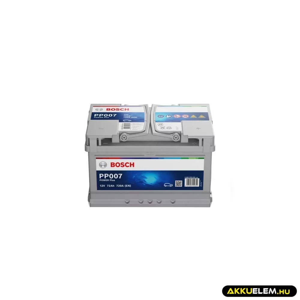 Bosch PP007 12V 72 Ah 720A JOBB+ autó akkumulátor Bosch PP007 12V 72 Ah 720A JOBB+ autó akkumulátor