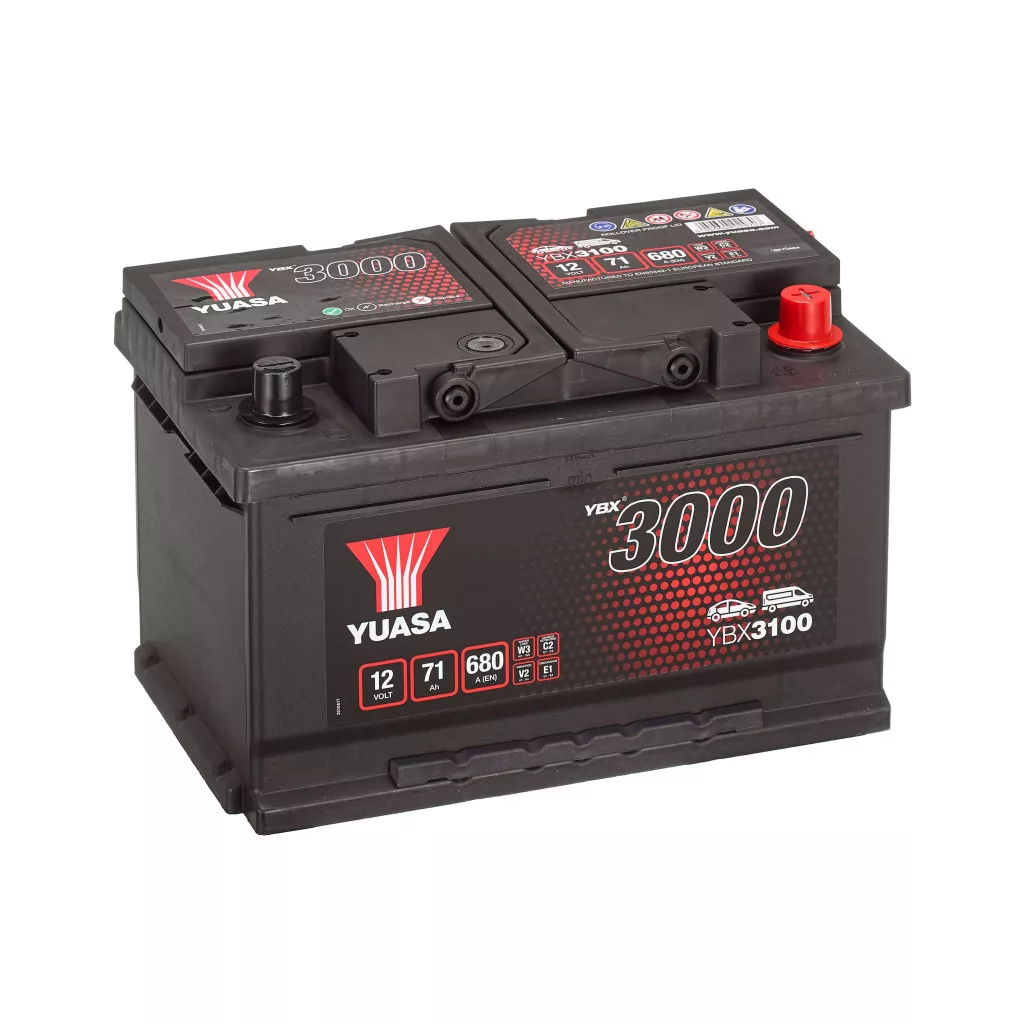 Yuasa 12V 71Ah 680A YBX3100 autó akkumulátor JOBB+ Yuasa 12V 71Ah 680A YBX3100 autó akkumulátor JOBB+