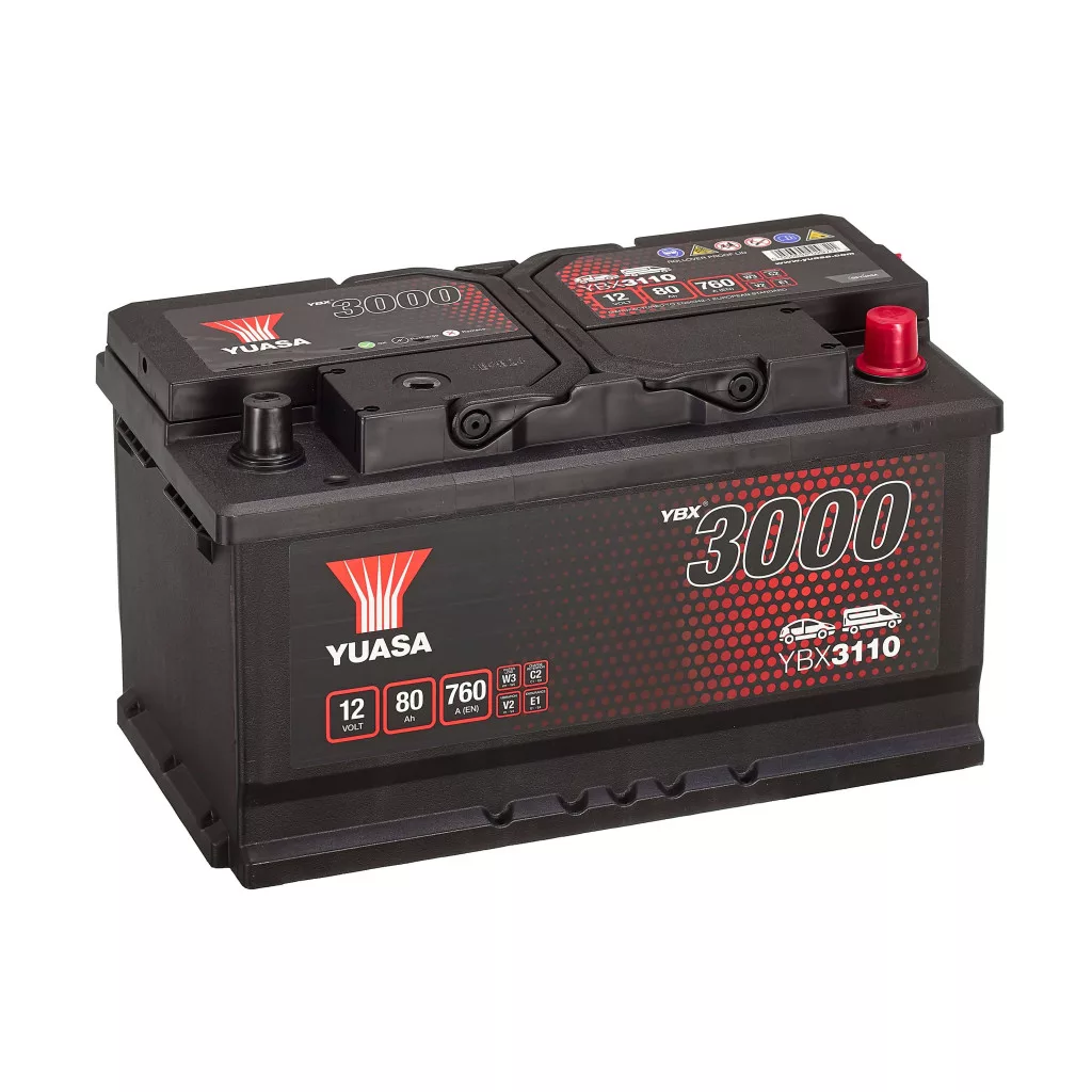 Yuasa 12V 80Ah 760A YBX3110 autó akkumulátor JOBB+ Yuasa 12V 80Ah 760A YBX3110 autó akkumulátor JOBB+