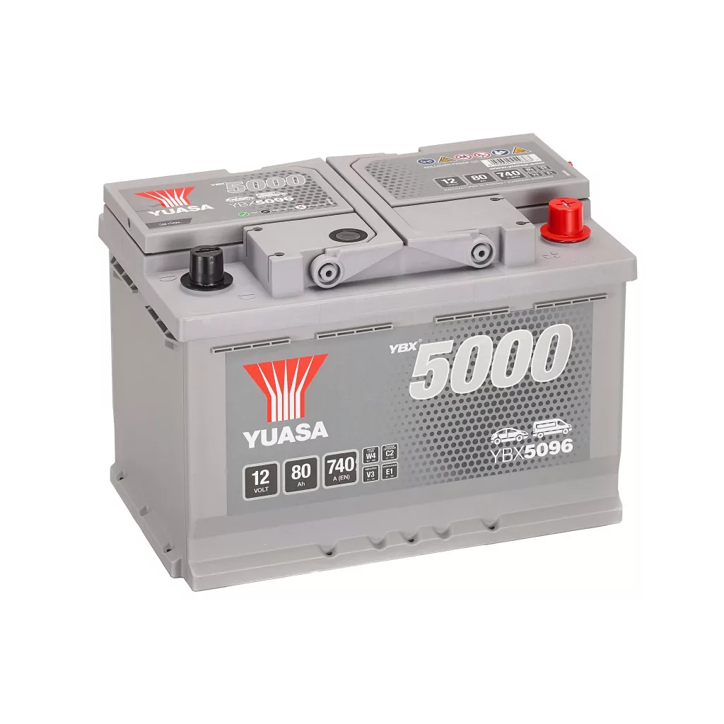 Yuasa 12V 80Ah 740A YBX5096 autó akkumulátor JOBB+ Yuasa 12V 80Ah 740A YBX5096 autó akkumulátor JOBB+