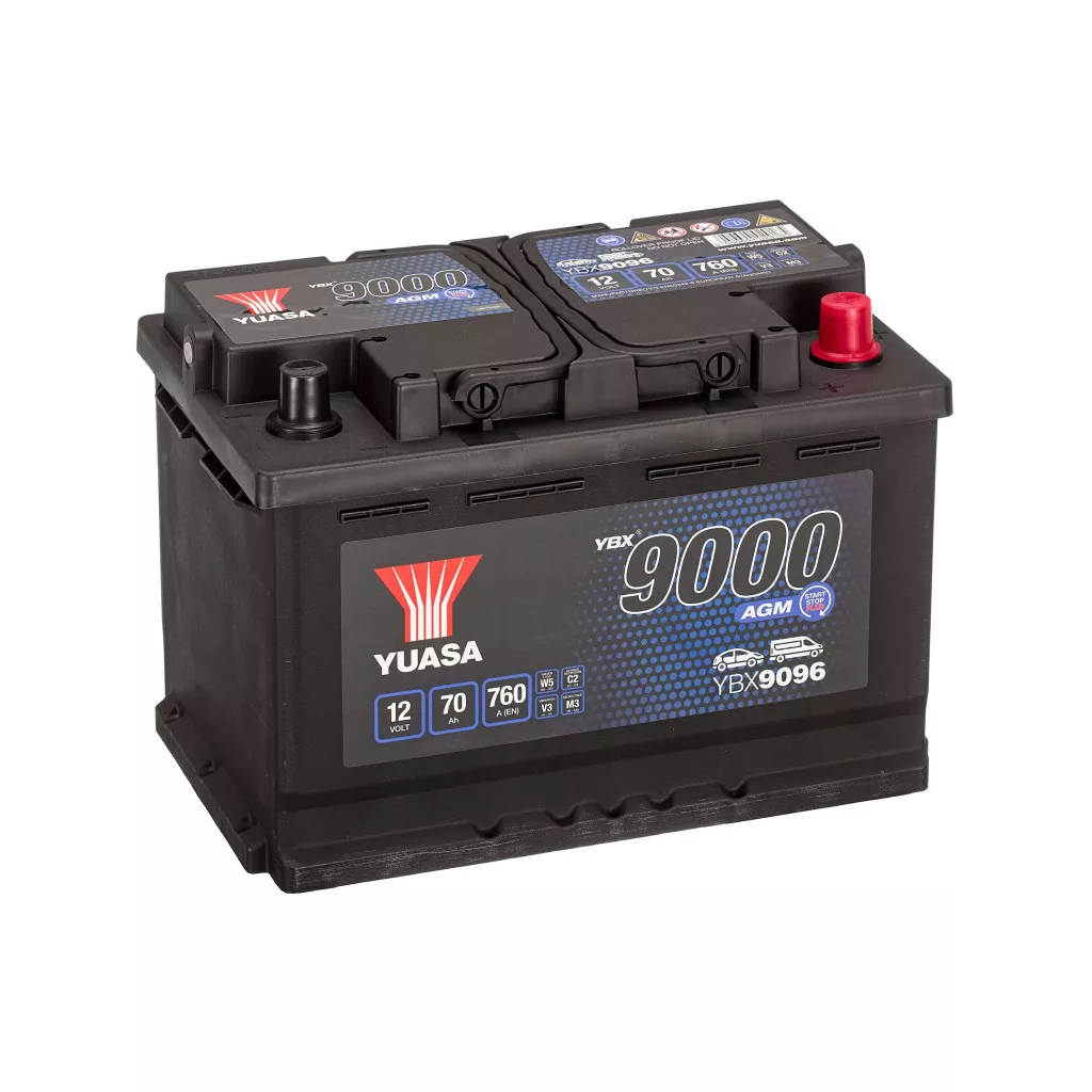 Yuasa 12V 70Ah 760A YBX9096 autó akkumulátor Start-Stop AGM JOBB+ Yuasa 12V 70Ah 760A YBX9096 autó akkumulátor Start-Stop AGM JOBB+