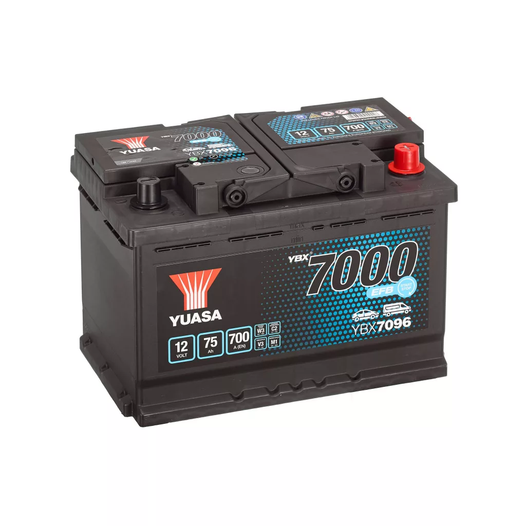 Yuasa 12V 75Ah 700A YBX7096 autó akkumulátor Start-Stop EFB JOBB+ Yuasa 12V 75Ah 700A YBX7096 autó akkumulátor Start-Stop EFB JOBB+
