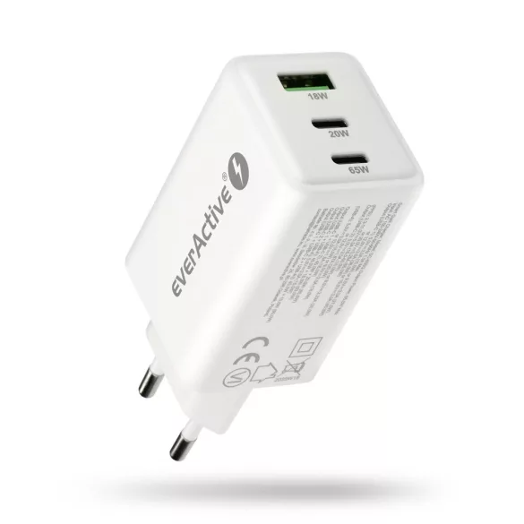 everActive USB töltő SC-655Q 2*usb-c QC4 65W