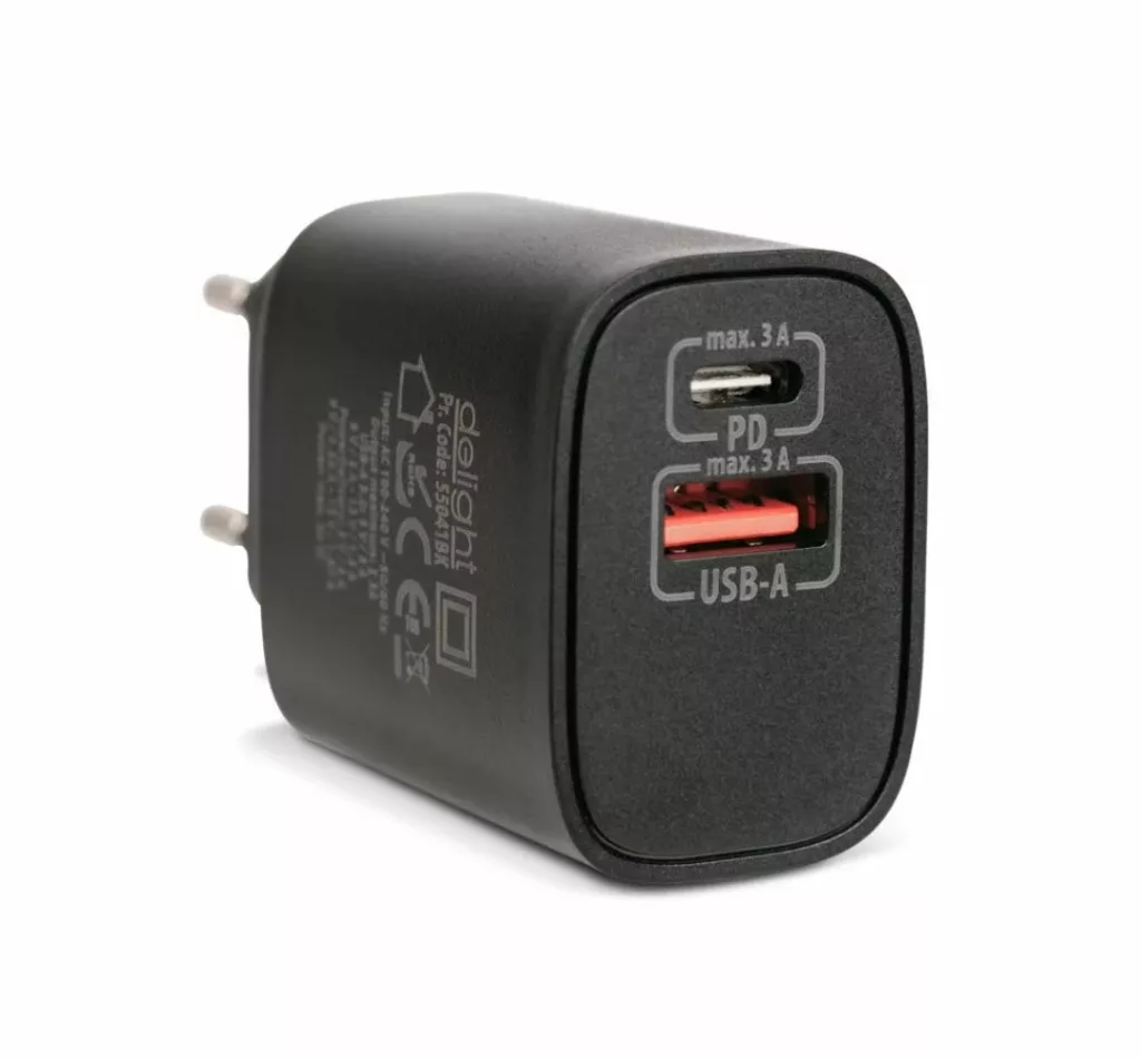 USB-C+ USB-A 3.0 PD20W Fali gyorstöltő Quick Charge 3A USB-C+ USB-A 3.0 PD20W Fali gyorstöltő Quick Charge 3A