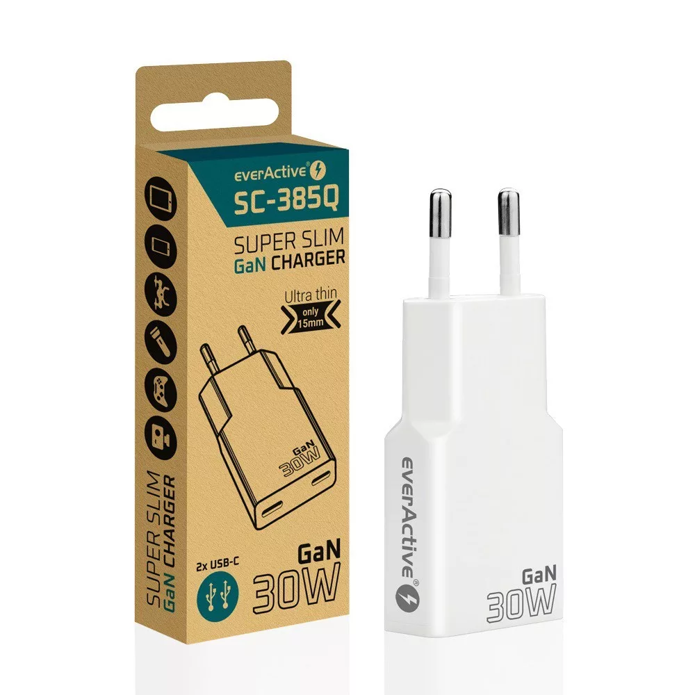 everActive SC-385Q 2xUSB-C PD adapter 30W SUPER SLIM