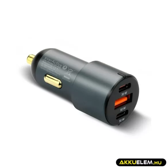 EverActive autós gyorstöltő 1xUSB 2xUSB-C QC3.0 PD 60W