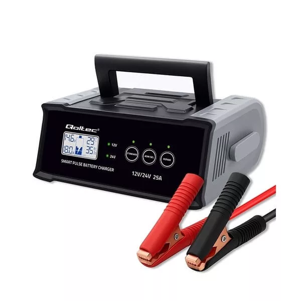 Qoltec Intelligens akkumulátor töltő, javitó funkcióval 12V/24V 25A LCD Qoltec Intelligens akkumulátor töltő, javitó funkcióval 12V/24V 25A LCD