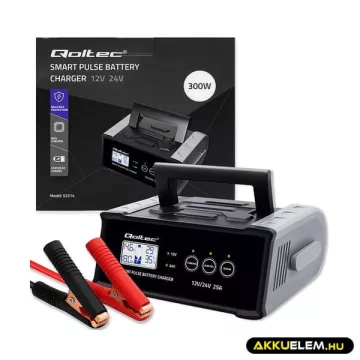   Qoltec Intelligens akkumulátor töltő, javitó funkcióval 12V/24V 25A LCD