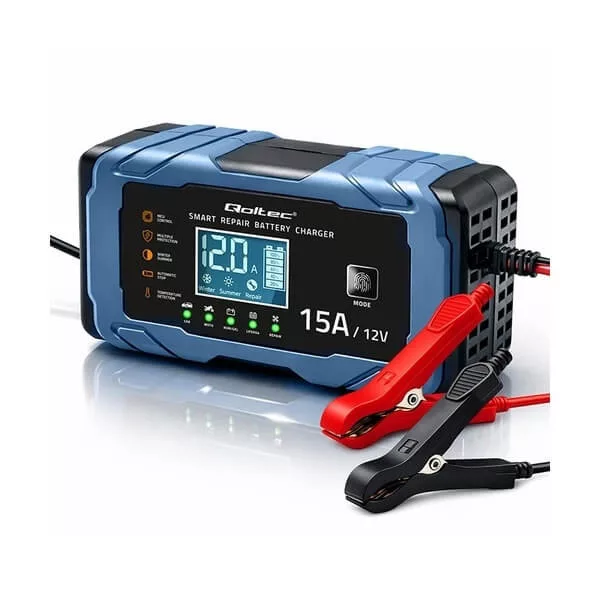 Qoltec Intelligens Akkumulátor töltő, Javitó funkcióval AGM GEL LiFePO4 12V 15A Qoltec Intelligens Akkumulátor töltő, Javitó funkcióval AGM GEL LiFePO4 12V 15A