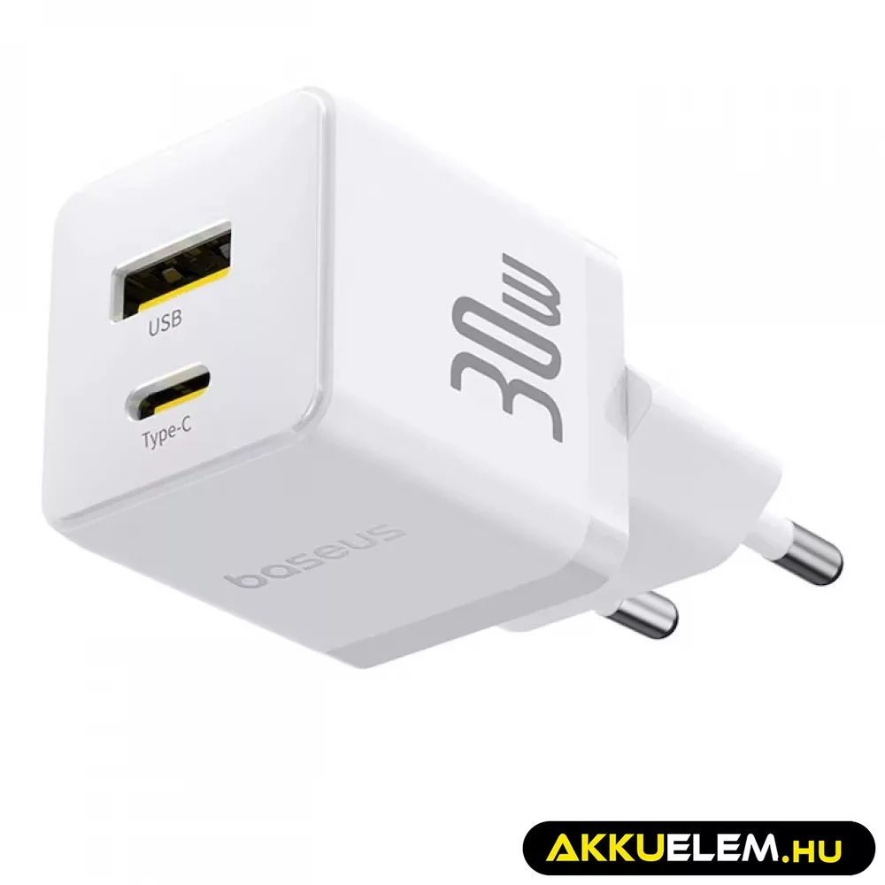 Baseus hálózati adapter 30W EU 1*USB 1* USB-C Mini Yet Powerful