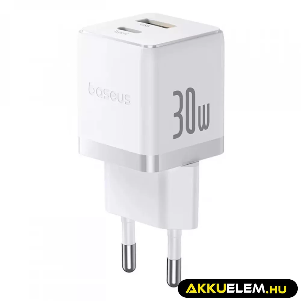 Baseus hálózati adapter 30W EU 1*USB 1* USB-C Mini Yet Powerful