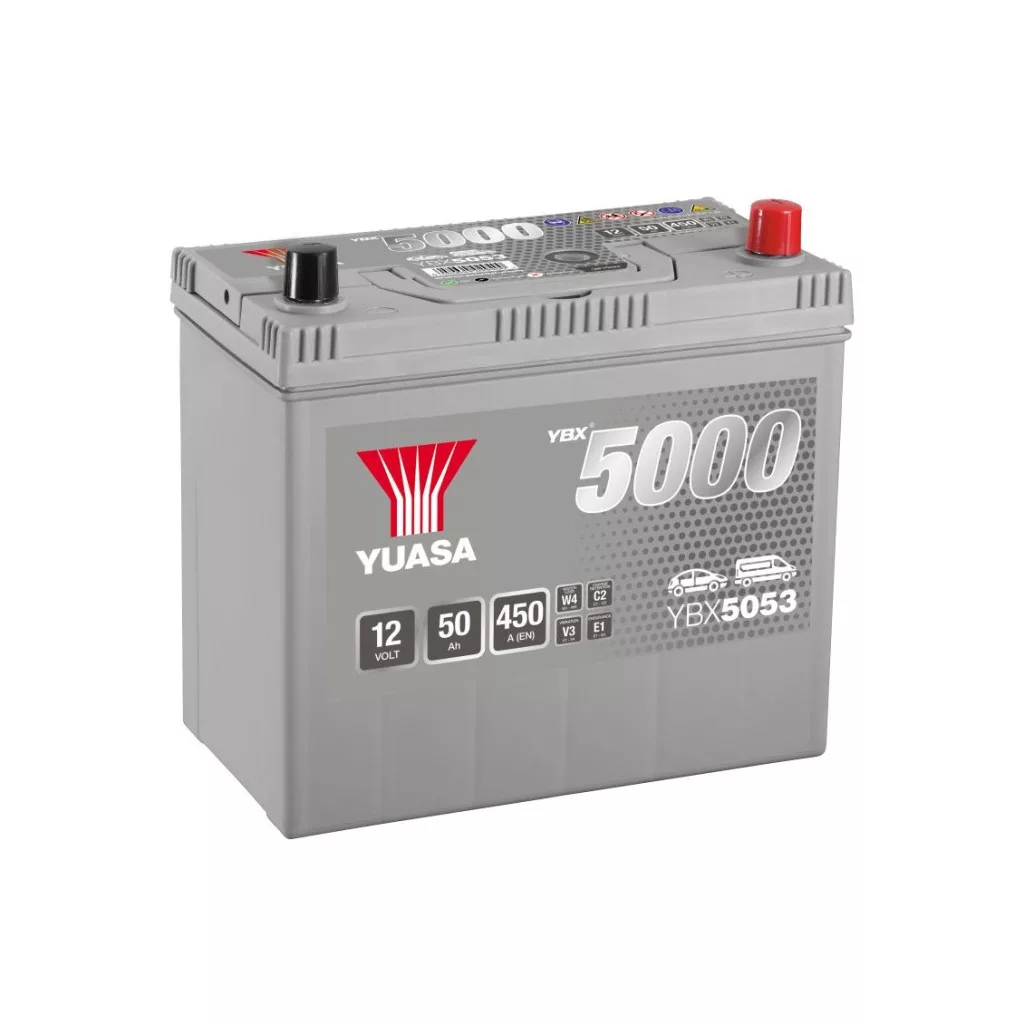 Yuasa 12V 50Ah 450A YBX5053 Autó akkumulátor JOBB+ Yuasa 12V 50Ah 450A YBX5053 Autó akkumulátor JOBB+