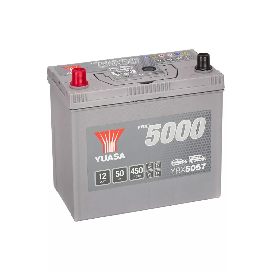 Yuasa 12V 50Ah 450A YBX5057 Autó akkumulátor BAL+