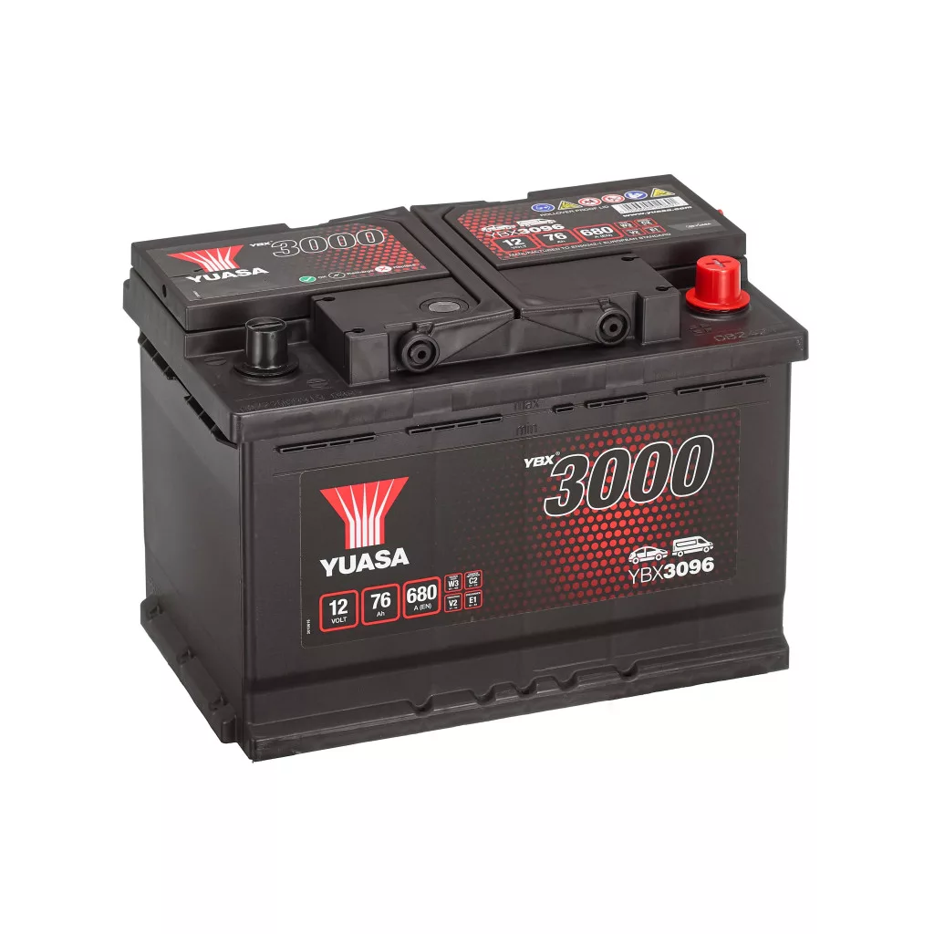 Yuasa 12V 76Ah 680A YBX3096 Autó akkumulátor JOBB+ Yuasa 12V 76Ah 680A YBX3096 Autó akkumulátor JOBB+