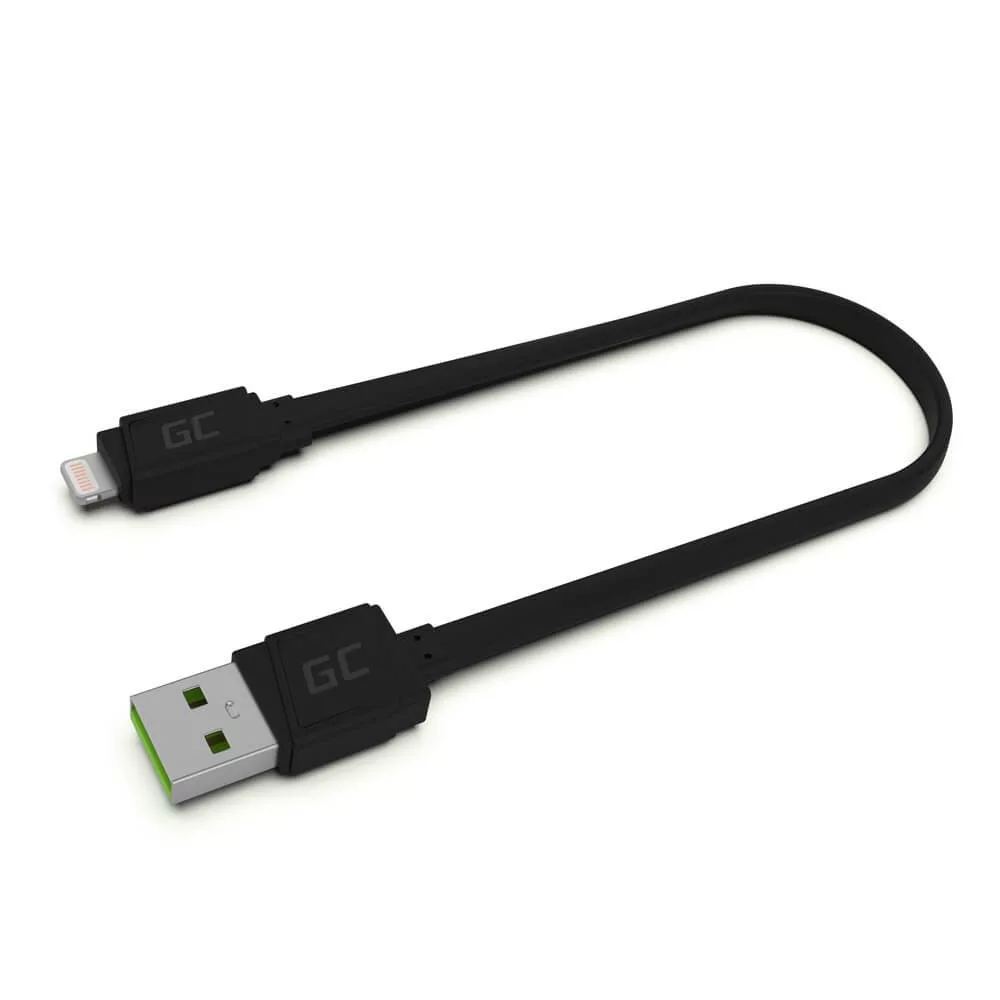   GreenCell kábel GCmatte Lightning Flat kábel 25 cm gyorstöltő Apple 2.4A