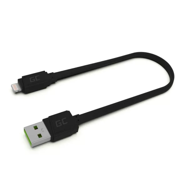 GreenCell kábel GCmatte Lightning Flat kábel 25 cm gyorstöltő Apple 2.4A - GreenCell
